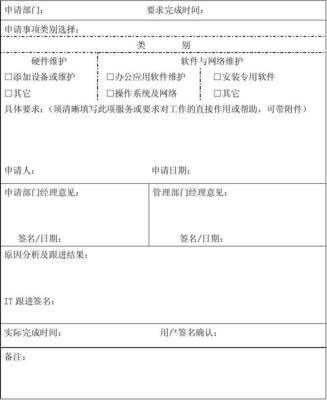 计算机网络安装与维护服务申请表